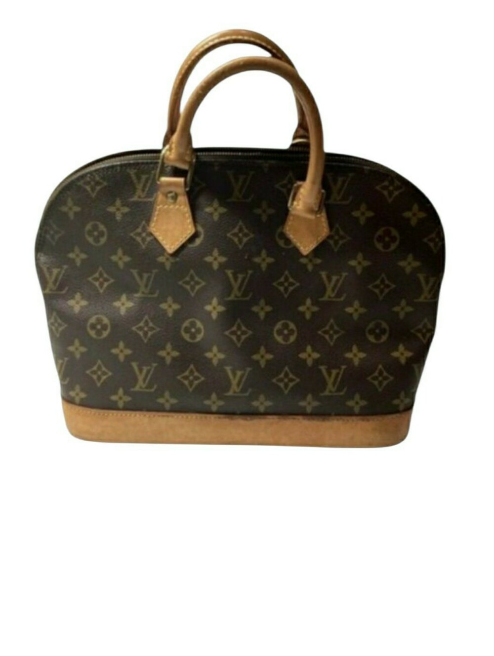 Louis Vuitton Monogram Alma Handbag Brown Coated Canvas Leather
